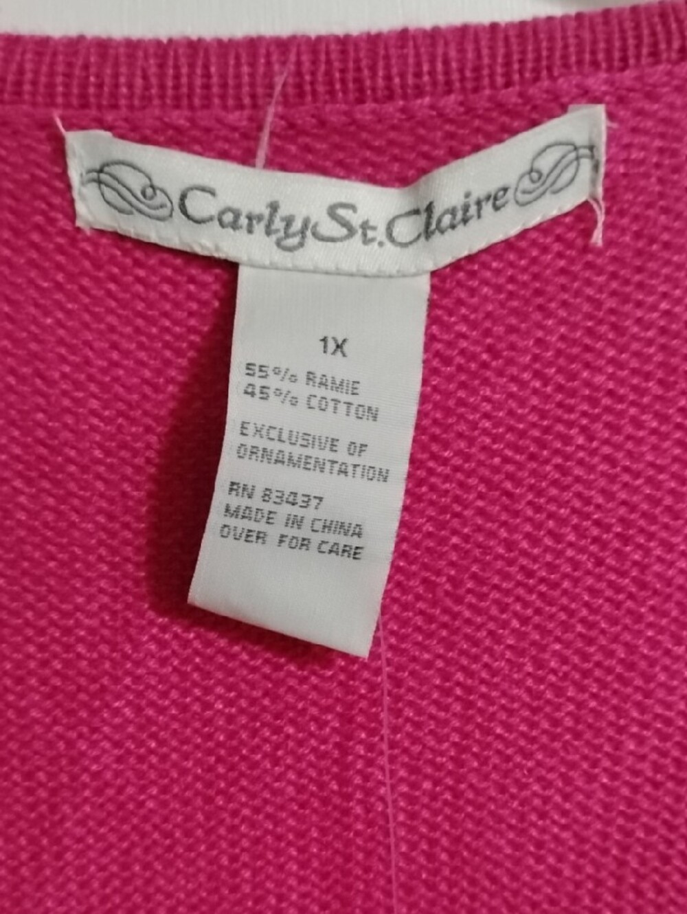 Carly St. Claire Bright Pink V-Neck Sequin Christmas Tree Sweater - Picture 2 of 9